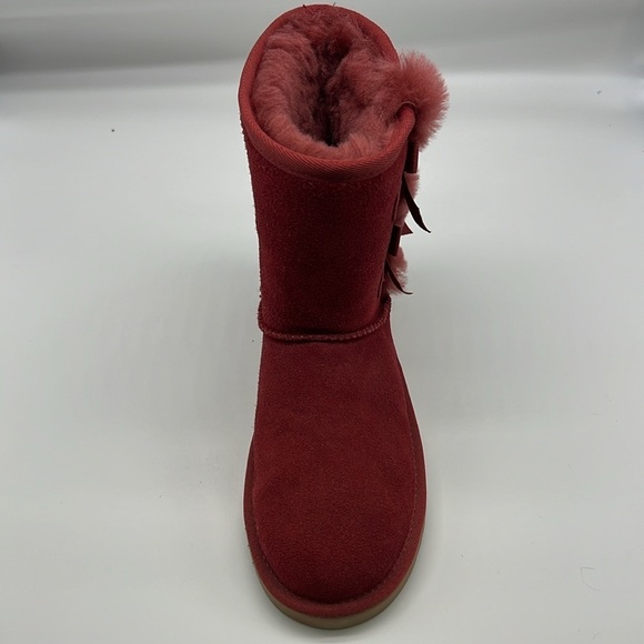 UGG - Koolaburra Victoria Red Sheepskin And Red Suede With Bows Short Boot SZ 6 - Picture 10 of 15